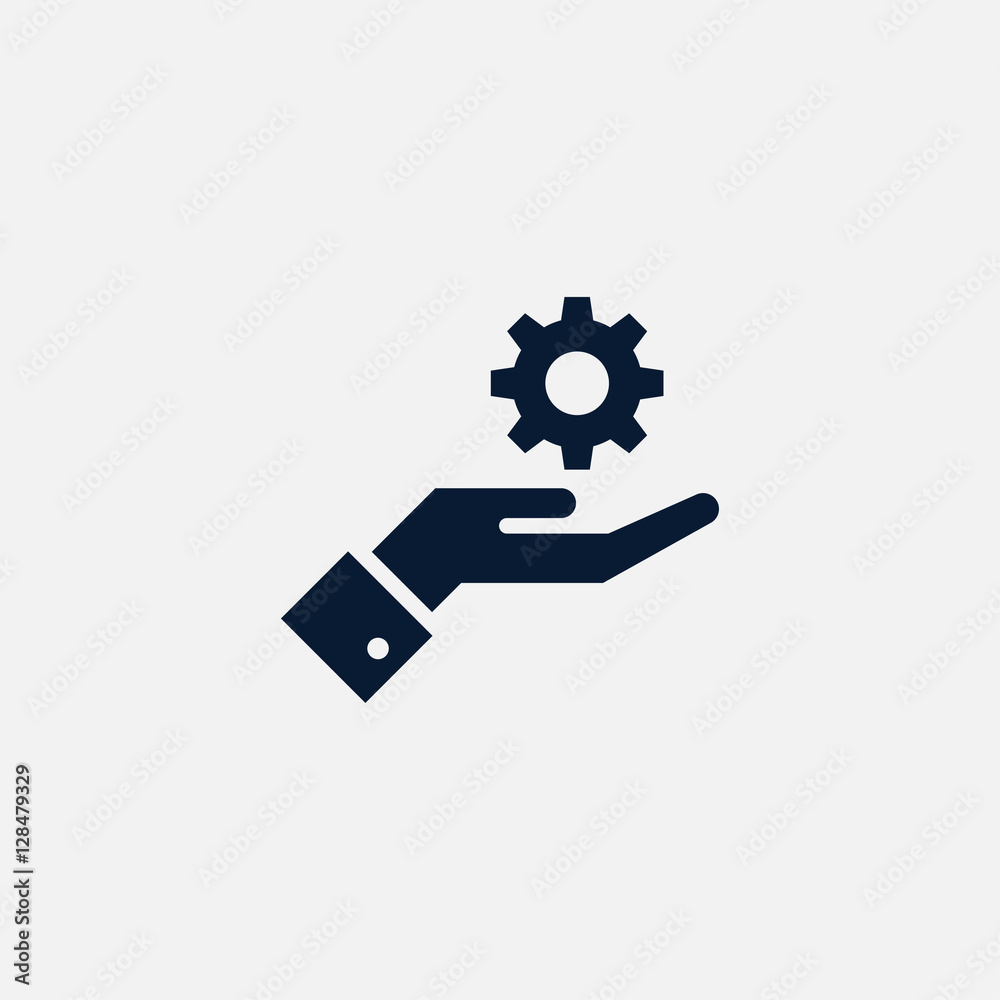 Gear on hand icon simple illustration Stock Vector | Adobe Stock