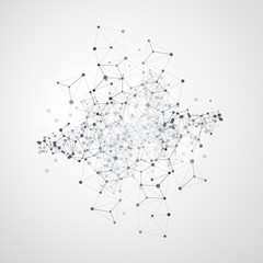 Poster - Abstract Cloud Computing and Global Network Connections Concept Design with Transparent Geometric Mesh, Wireframe - Illustration in Editable Vector Format
