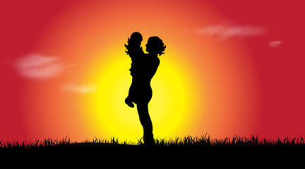 Poster - Vector silhouette of family.