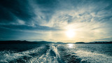 Fototapeta Fototapety z morzem do Twojej sypialni - Motor boat water traces in open caribbean sea