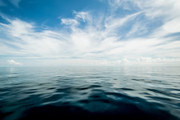 Open ocean and cloudy sky