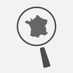 Sticker - Isolated magnifier with  the map of France