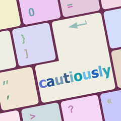 Poster - cautiously key on computer keyboard button