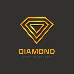 Poster - abstract jewelry vector logo element, line outline diamond logotype design, gem stone creative symbo