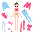 Paper Doll with Set of Clothes