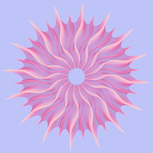Pink Vortex, Abstract Geometric Spiral On A Blue Background. Vector Blending