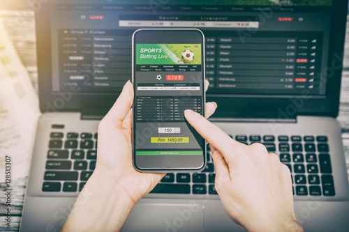 Fotomural betting bet sport phone gamble laptop concept