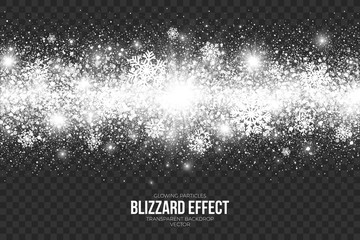 Wall Mural - snow blizzard effect on transparent background vector illustration. abstract bright white shimmer gl
