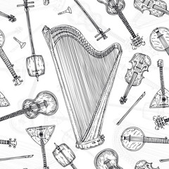 Seamless Pattern. String Musical Instruments