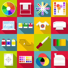 Poster - Print items icons set. Flat illustration of 16 print items vector icons for web