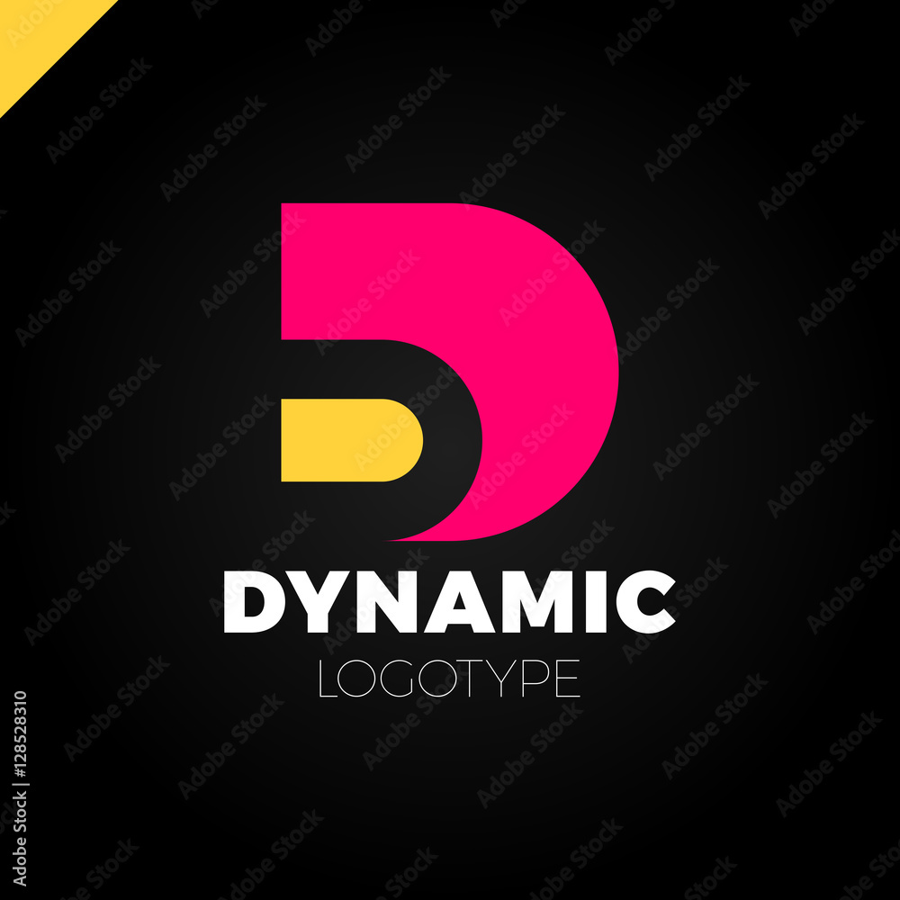 Dynamic Letter D logo in negative space icon design template elements ...