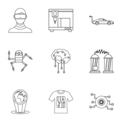 Poster - Computer latest devices icons set. Outline illustration of 9 computer latest devices vector icons for web