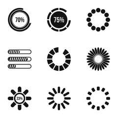Poster - Loading and waiting icons set. Simple illustration of 9 loading and waiting vector icons for web