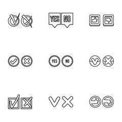 Poster - Choice icons set. Outline illustration of 9 choice vector icons for web