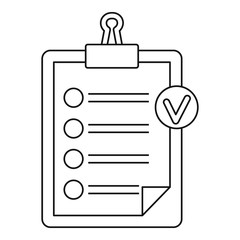 Poster - Check list on a clipboard icon. Outline illustration of check list on a clipboard vector icon for web