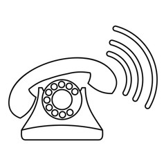 Sticker - Retro phone ringing icon. Outline illustration of retro phone ringing vector icon for web