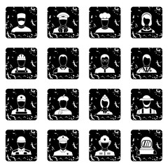 Wall Mural - Professions icons set icons in grunge style isolated on white background. Vector illustration