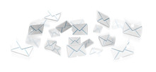 3D Rendering Flying Email Icon And Web Flying