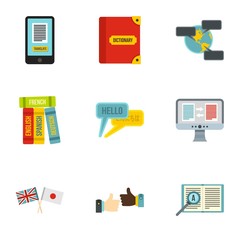 Poster - Translation icons set. Flat illustration of 9 translation vector icons for web