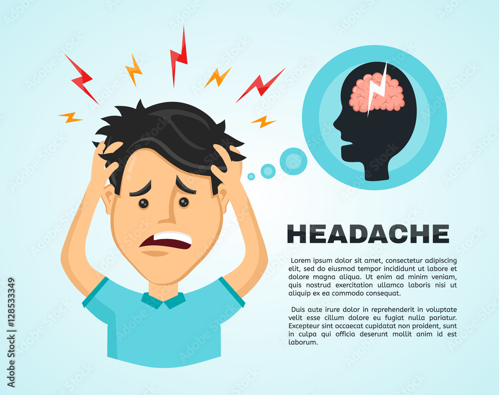 Vector flat man with a headache, compassion fatigue, a with a disease ...