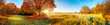 Panorama Landschaft mit Wald und Wiese im Herbst