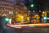 Fototapeta  - Vigo at night with cars in motion