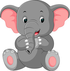 Wall Mural - Cute elephant cartoon

