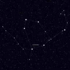 Wall Mural - sky map with the name of the stars and constellations. astronomical symbol constellation serpens