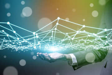 Aufkleber - business person and mesh network concept