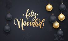 Spanish Merry Christmas Feliz Navidad Golden Decoration Ball Ornament Greeting