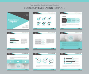 Wall Mural - page layout design template for business presentation page with page cover background design and inf