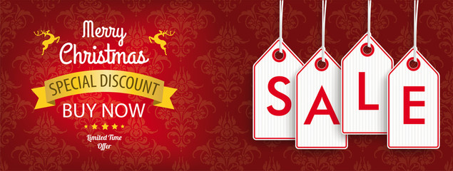 Canvas Print - Christmas Discount Header Ornaments Price Stickers Sale