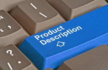 blue key for product description