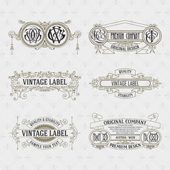 Sticker - 6 Old vintage card with floral ornament - vector