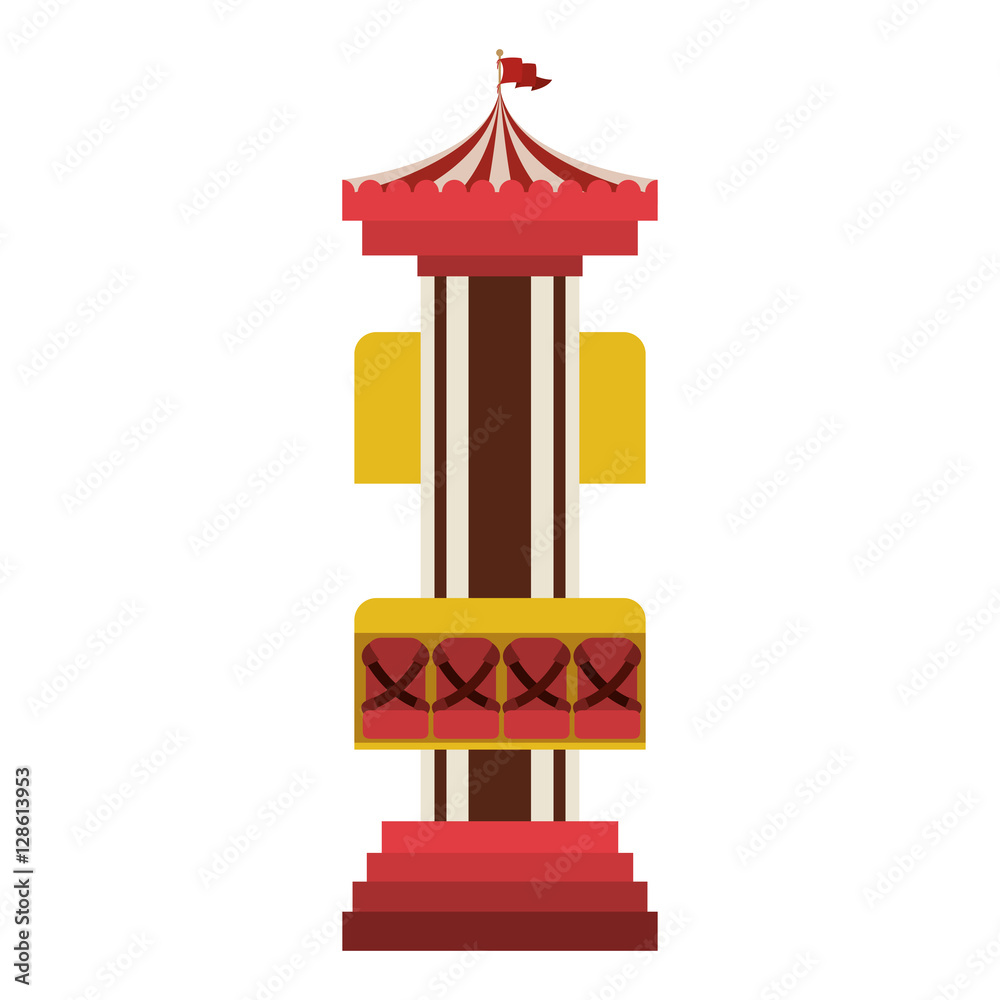 amusement park shot tower flat icon vector illustration Stock Vector ...