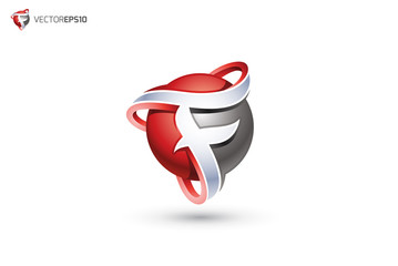 Abstract Letter F Logo - 3D Sphere Logo