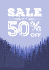 Poster - discount colorful background. abstract natural banner sales. the forest and mountains landscape flye