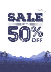 Poster - discount colorful background. abstract natural banner sales. the forest and mountains landscape flye