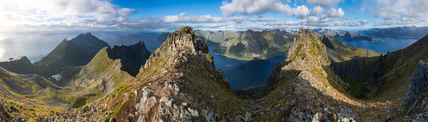 Wall Mural - Panoramic View from Husfjellet Mountain on Senja Island, Norway