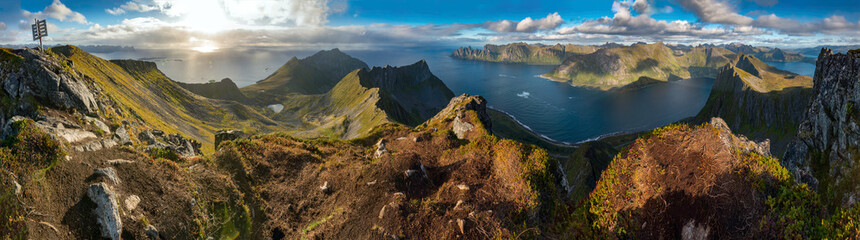 Canvas Print - Panoramic View from Husfjellet Mountain on Senja Island, Norway