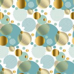 Canvas Print - modern light gold seamless pattern with circles. Xmas background