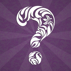 Wall Mural - Question mark made of floral tracery on a purple background