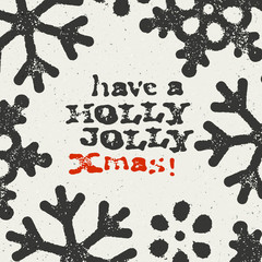 Poster - Merry Christmas Grunge Postcard. Design On white Textured Backgr