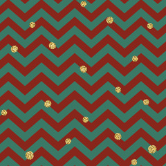 Aufkleber - Christmas Seamless pattern. Red, Gold and Green. Glittering gold