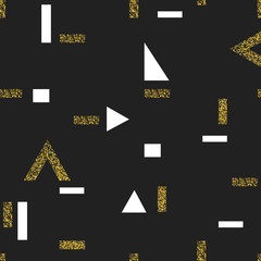 Aufkleber - Gold geometric seamless pattern. On black background. Vector tem
