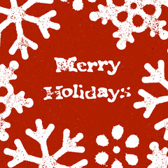 Poster - Merry Christmas Grunge Postcard Design On Red Textured Backgroun