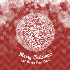 Aufkleber - Vintage Christmas card with Christmas Ball. Snowflake Christmas