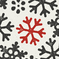 Poster - Christmas Background with red grungy snowflake symbol. Xmas Grun