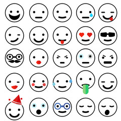 Wall Mural - collection of emoticons, isolated on white background