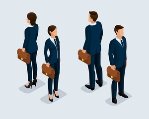 Wall Mural - fashionable isometrics, isometric people. businessmen, business woman in corporate clothing, stylish